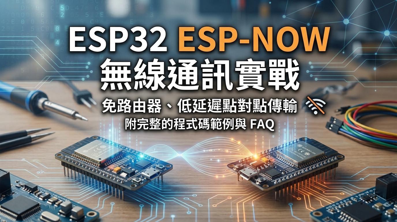 ESP32 ESP-NOW 無線通訊實戰指南，展示兩塊 ESP32 開發板點對點傳輸數據